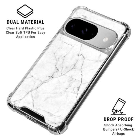White Marble Google Pixel 10 Clear Case